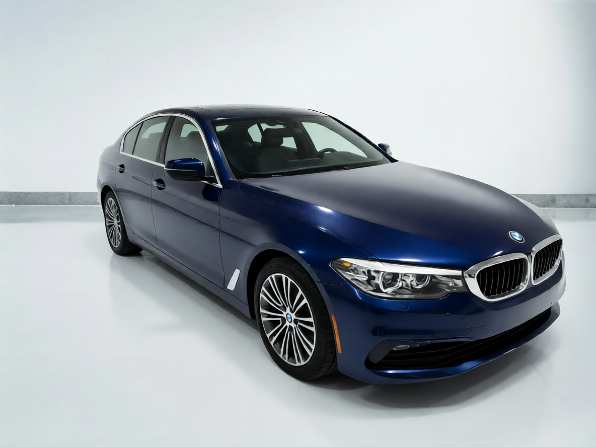 Blue BMW photographed in a clean virtual studio